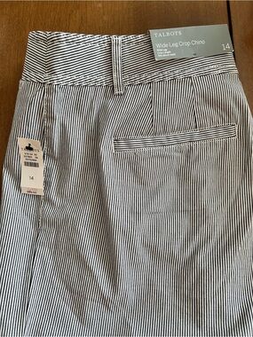 Talbots Striped Wide-Leg Crop Chino in Black and White